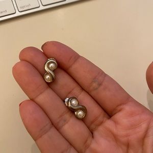 Tiffany pearl infinity earrings with stamp on back
